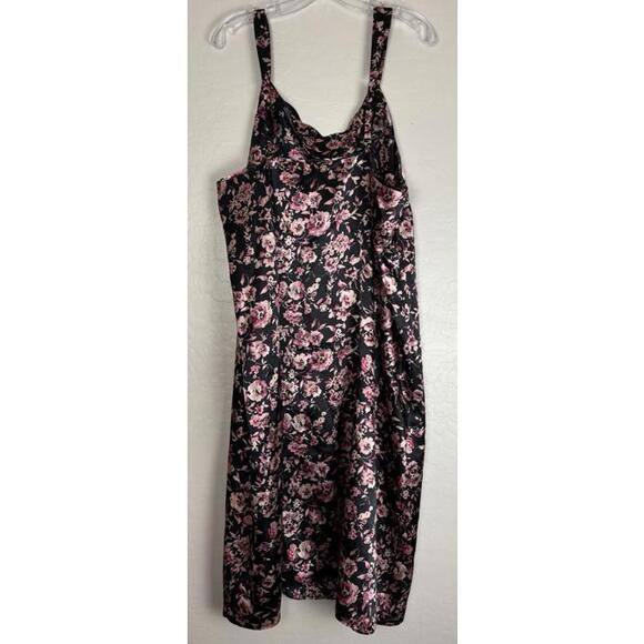 Lane Bryant Cacique Nightie Robe Set Floral Scalloped Edge 18/20 Black Pink 1815 - Picture 5 of 8